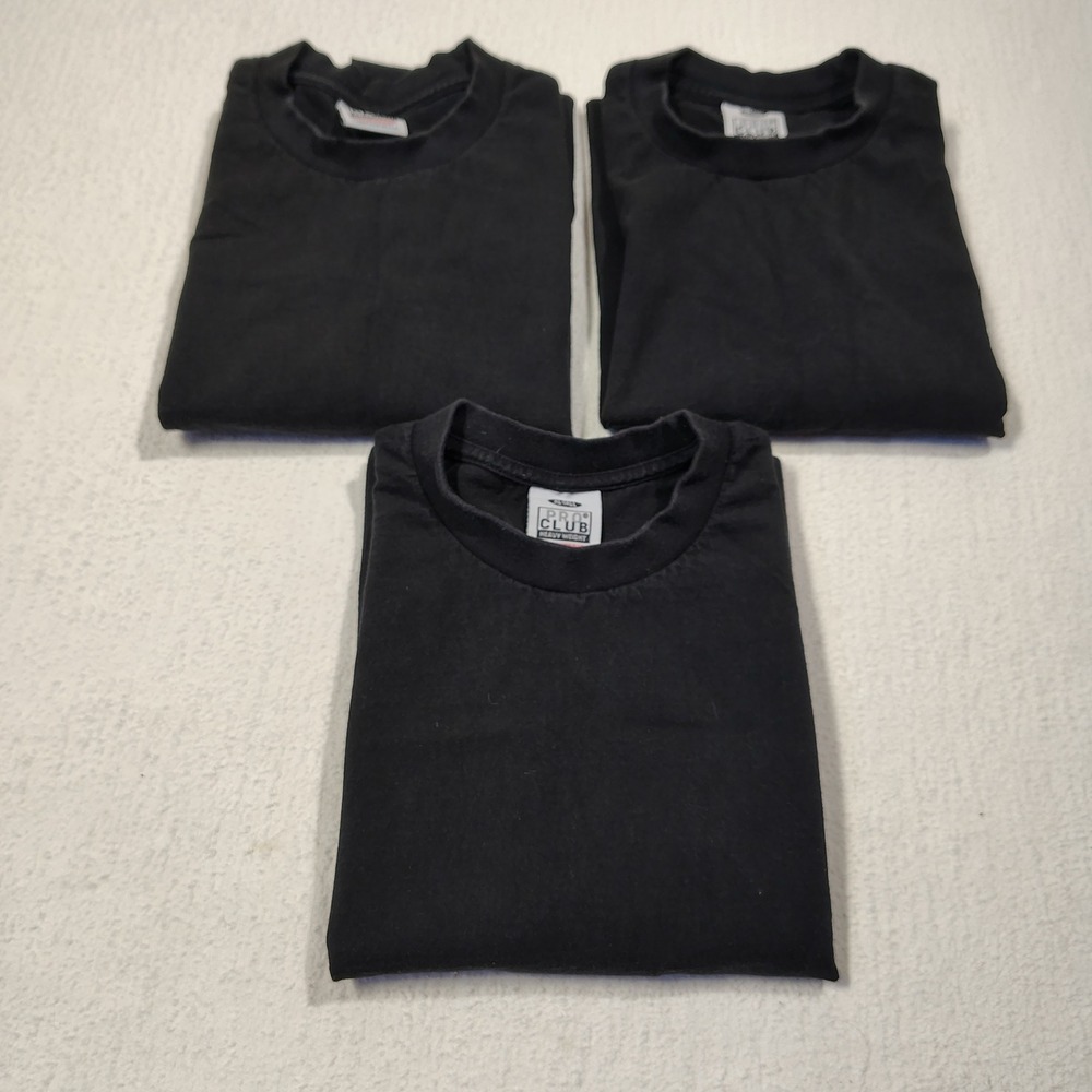 VTG Pro Club Shirt Lot of 3 Mens XL Tall XLT Black Heavy Weight Cotton Blank